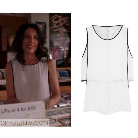 Helmut Lang Double Layered Chiffon Tank White Black Longline Minimalist size S - Picture 15 of 15